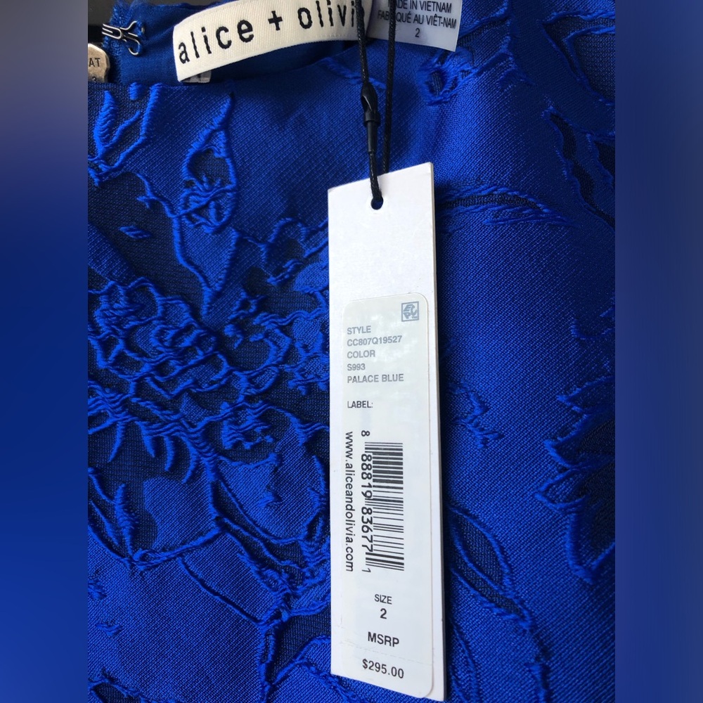 Alice & Olivia Color Palace Blue Ruffle Hem N.W.T.Dress Size 2 Retails‎ $ 295.00 - Picture 5 of 13